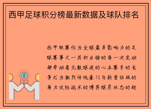 西甲足球积分榜最新数据及球队排名